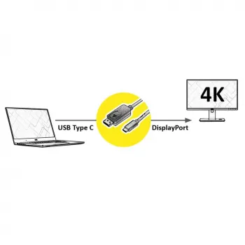 Adaptador de cable de vídeo VALUE 11.99.5846 2 m DisplayPort USB Type-C negro