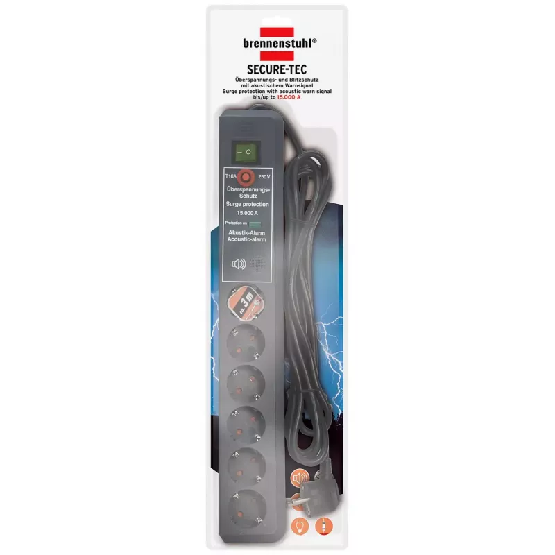 Alargador de corriente Brennenstuhl 1159541376 3m 6 tomas de corriente para interior Antracita