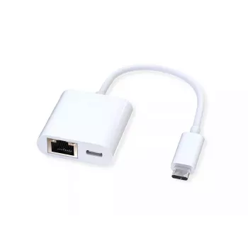 Adaptador de cable ROLINE 12.02.1100 USB 3.2 Gen 2 Type C RJ-45 blanco