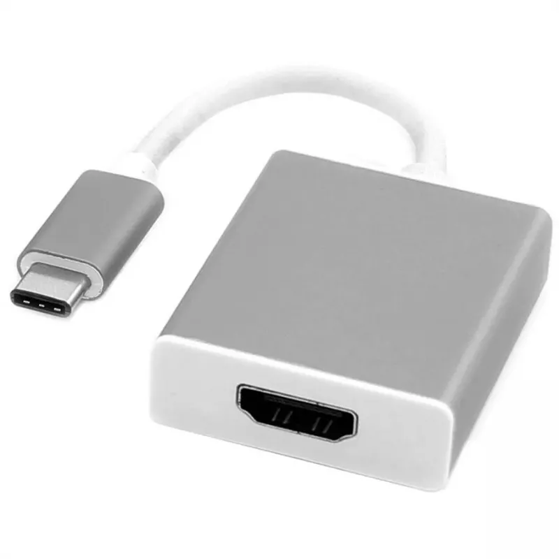 Adaptador de cable de vídeo ROLINE 12.03.3210 USB Type-C a HDMI Type-A 0,1 m plateado