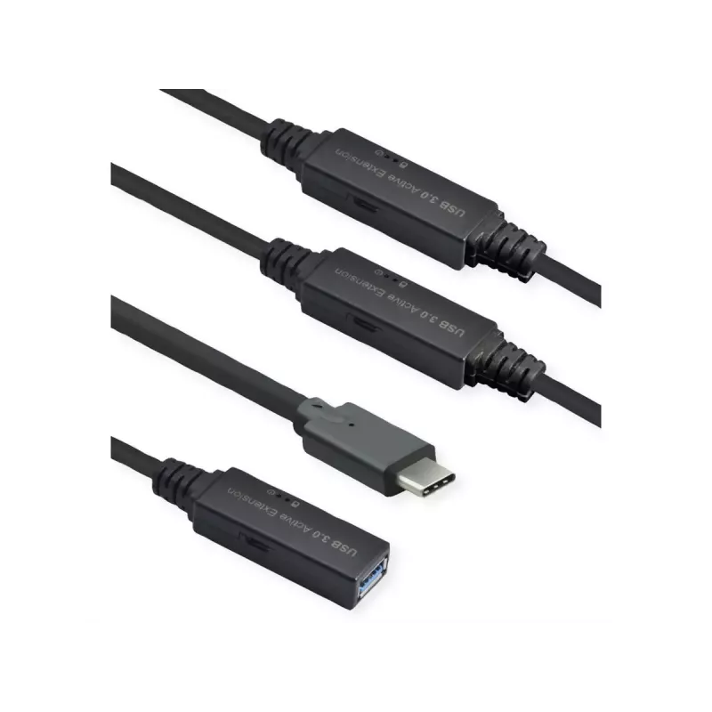 Cable USB ROLINE 12.04.1068 USB 3.2 Gen 1 20 m USB C USB A negro