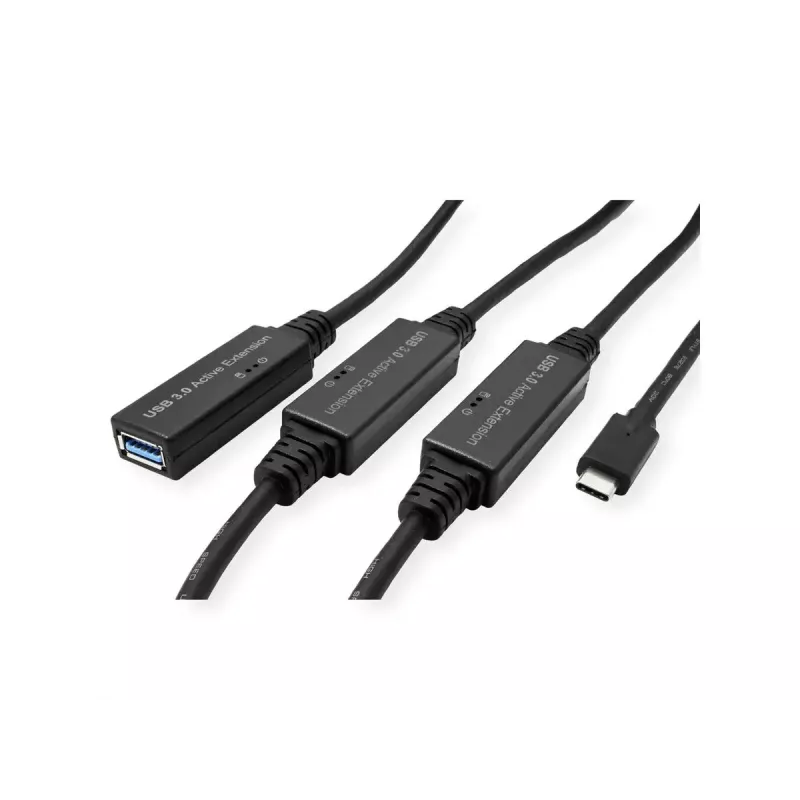 Cable USB ROLINE 12.04.1068 USB 3.2 Gen 1 20 m USB C USB A negro