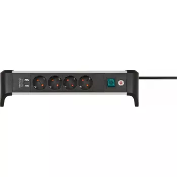 Alargador de corriente Brennenstuhl 1391040410 1,8m 4 tomas de corriente para interiores negro plata