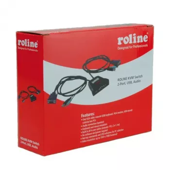 Conmutador KVM ROLINE Star 1 usuario 2 PCs audio USB