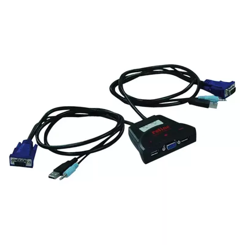 Conmutador KVM ROLINE Star 1 usuario 2 PCs audio USB