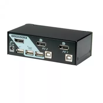Conmutador KVM ROLINE 1 usuario 2 PCs DisplayPort con hub USB