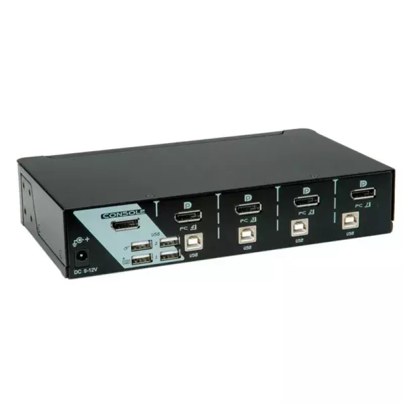 Conmutador KVM ROLINE 1 usuario 4 PCs DisplayPort con hub USB
