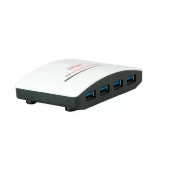 Hub USB ROLINE negro y blanco 4 puertos con fuente de alimentación