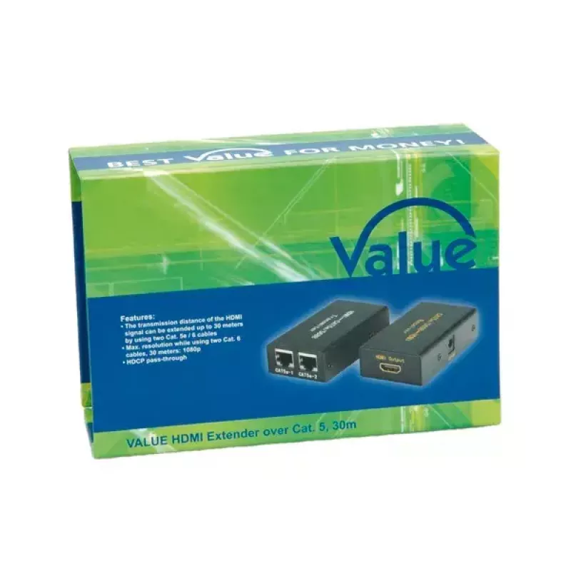 Transmisor y receptor AV VALUE extensor HDMI por par trenzado 25 m