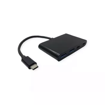 Hub de interfaces USB-C VALUE 14.99.5041 — USB 3.2 Gen 1 Type-C/Type-A, 1000 Mbit/s, aluminio, negro, 76×46×12,2 mm
