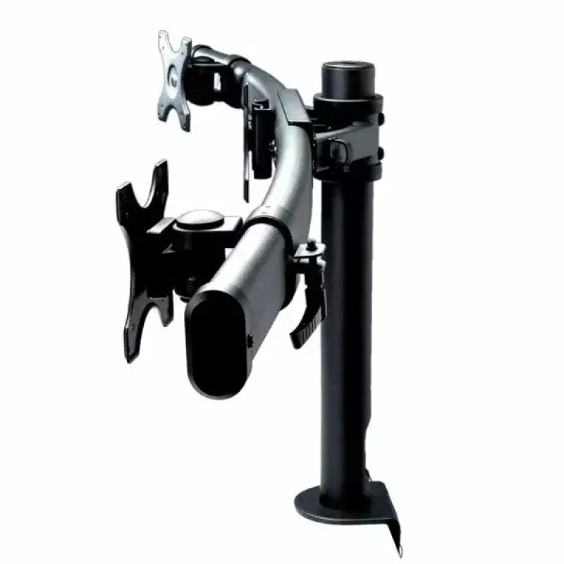 Brazo LCD triple VALUE con pinza de mesa negro — soporte de monitor para 3 pantallas, ajustable