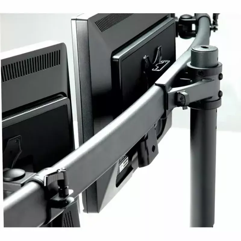 Brazo LCD triple VALUE con pinza de mesa negro — soporte de monitor para 3 pantallas, ajustable
