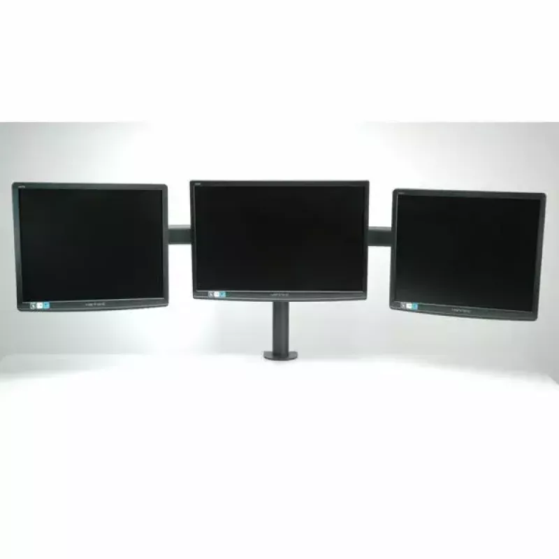 Brazo LCD triple VALUE con pinza de mesa negro — soporte de monitor para 3 pantallas, ajustable