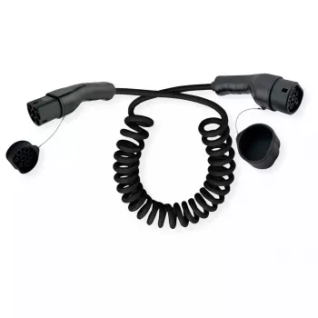 Cable de carga para vehículo eléctrico ROLINE 19.08.0057 — Type 1 a Type 2, 7,5 m, 22 kW, 32 A, 480 V, negro