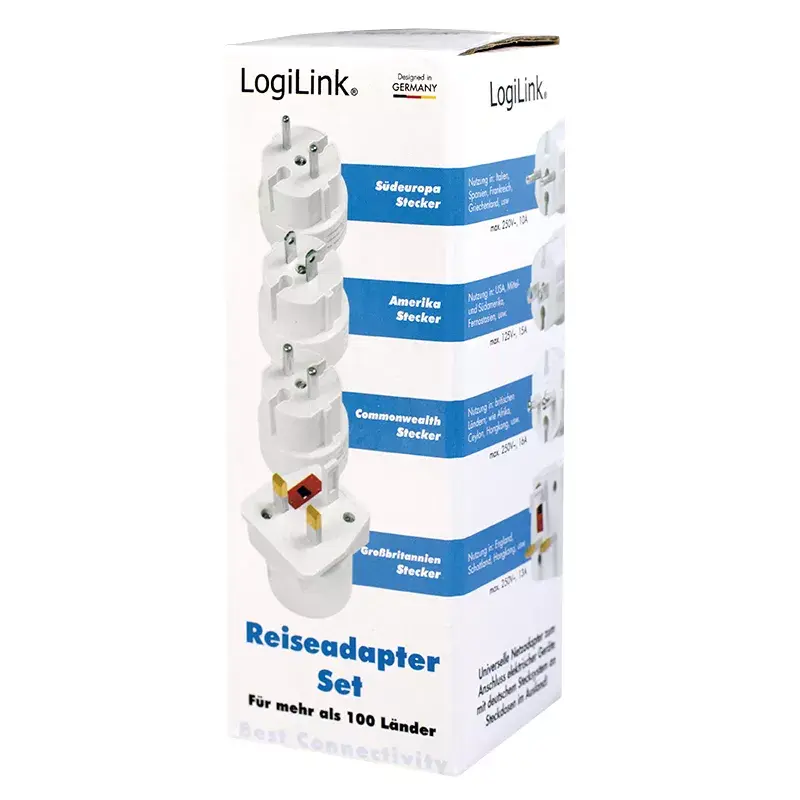 Adaptador de viaje LogiLink PA0186 blanco