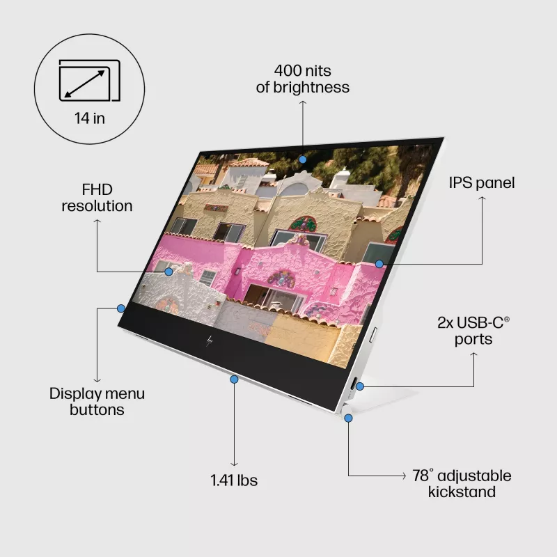 Monitor HP E-Series E14 G4 35,6 cm (14