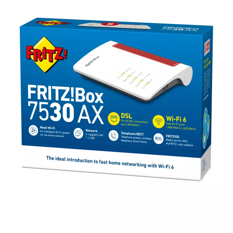 Router Wi-Fi Box FRITZ! 7530 AX Gigabit Ethernet Dualband (2,4 GHz / 5 GHz) Blanco