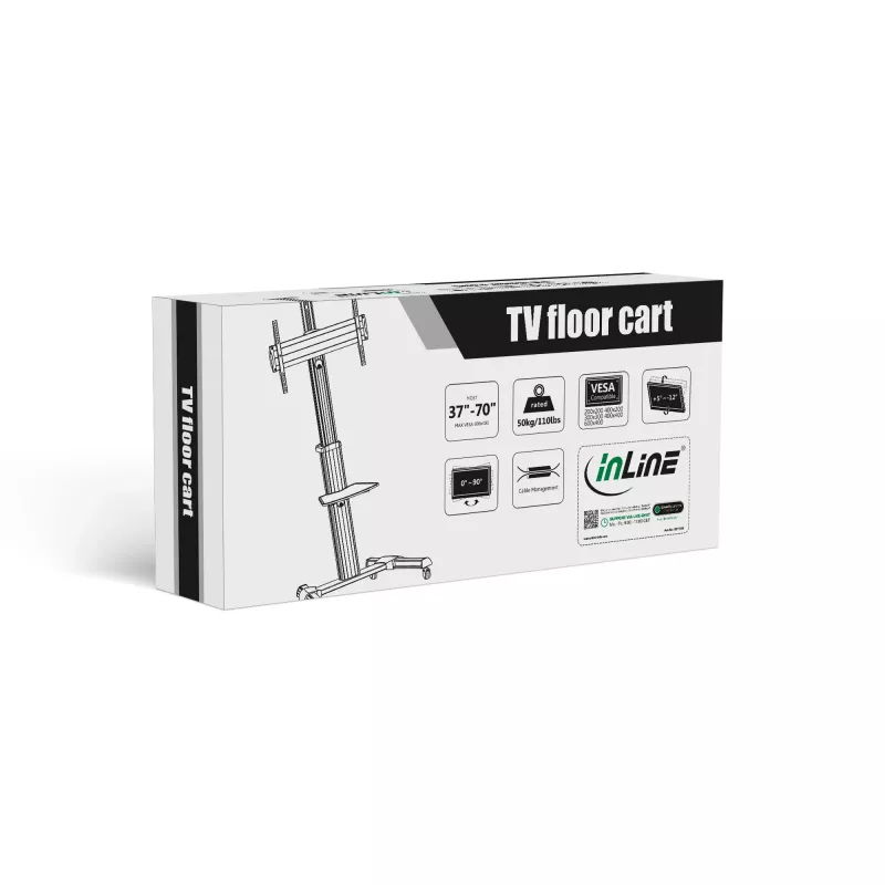 Carro de TV regulable en altura InLine, para TV LED 37 pulgadas–70 pulgadas (94–178 cm), máx. 50 kg