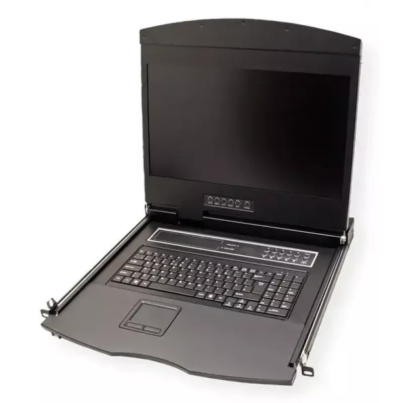 VALUE 26.99.0192 consola KVM con conmutador KVM de 8 puertos, TFT de 19 pulgadas (48,3 cm) 1366x768, VGA, USB, teclado suizo