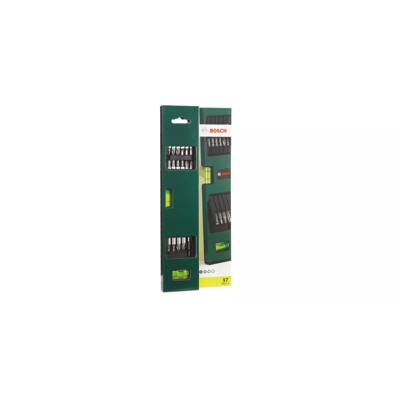 Bosch 2607017070 Juego de puntas de destornillador con nivel de burbuja, 17 uds.