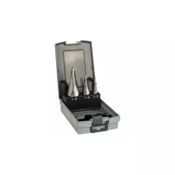 Set de brocas escalonadas Bosch HSS con mango de 3 caras para aluminio, plástico