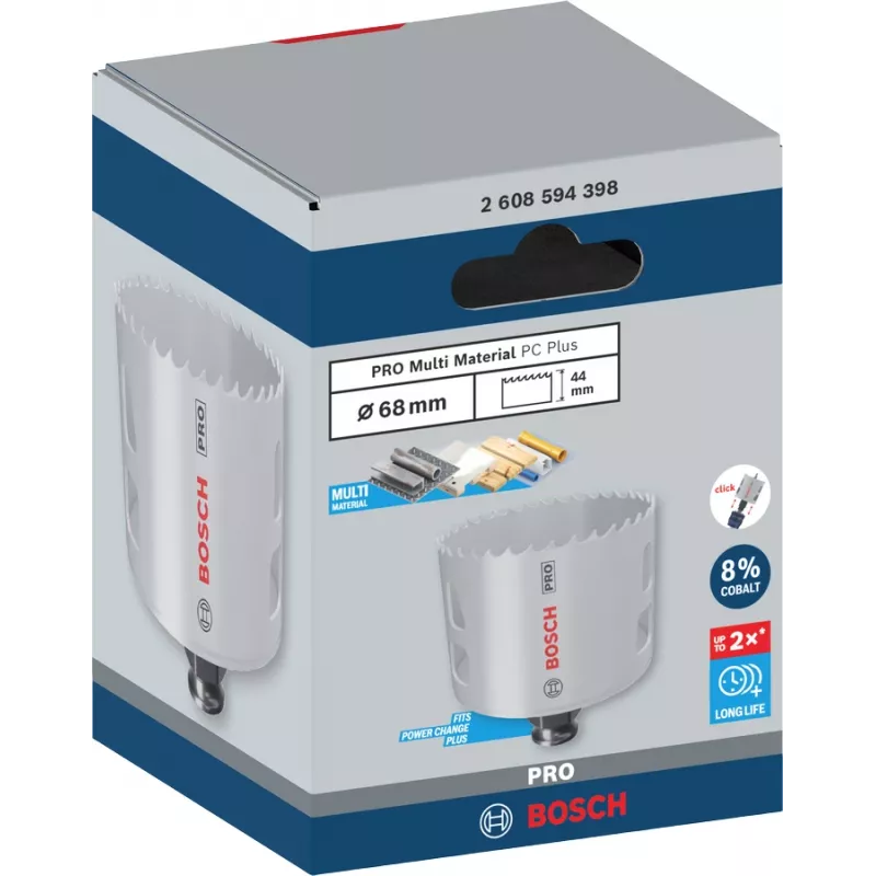 Sierra de corona Bosch PRO 68 mm Progressor PC Plus – modelo 2608594398 para metal y madera