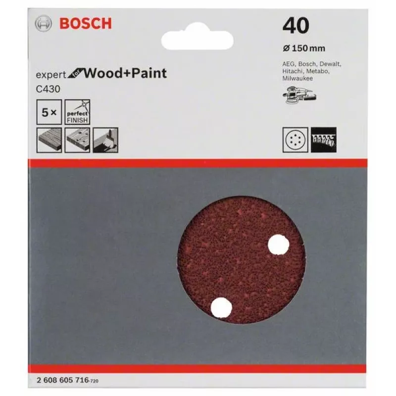 Accesorio de lijado manual Bosch 2 608 605 716 hoja de lijar P40 5 uds.