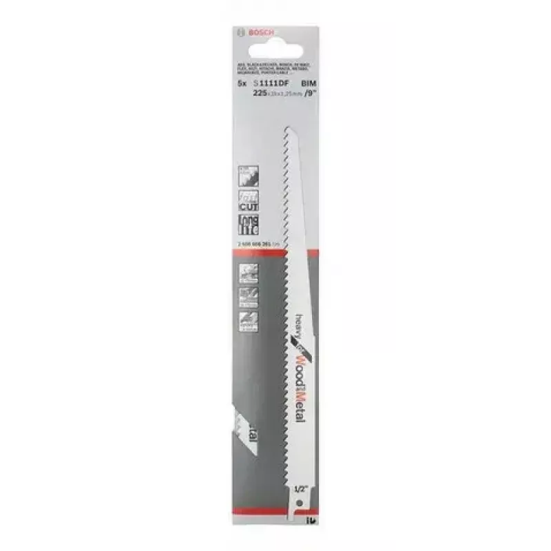 Hoja de sierra sable Bosch S 1111 DF bimetal 22,5 cm 4,3 mm paso de diente