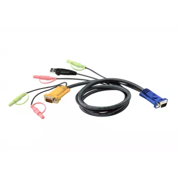 Cable KVM USB ATEN 3m, 3 m, VGA, Negro, HD-15, USB A, 2 x 3,5 mm, HDB-15, 2 x 3,5 mm, conector macho