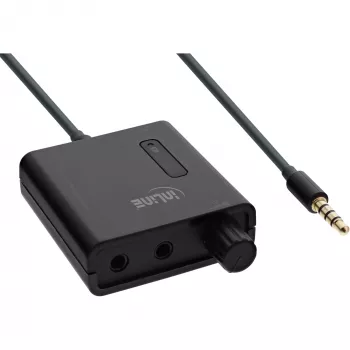 Amplificador de auriculares con refuerzo de graves InLine con salida dual