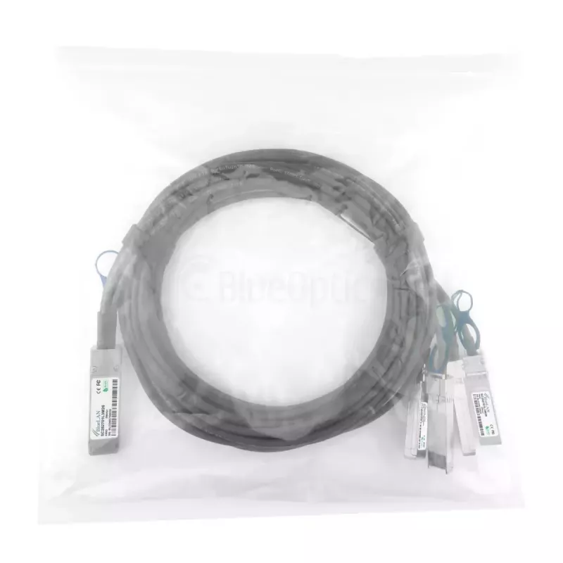 Cable de fibra óptica/InfiniBand BlueOptics 5 m QSFP28 4xSFP28 negro