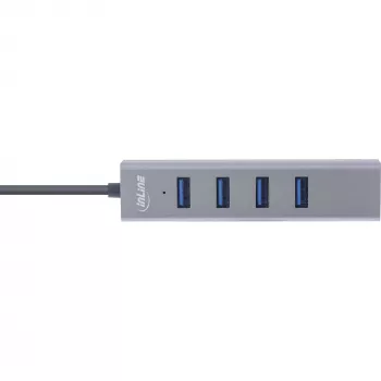 Hub múltiple InLine USB-C 3.2 (4x USB-A 5 Gb/s), OTG, carcasa de aluminio