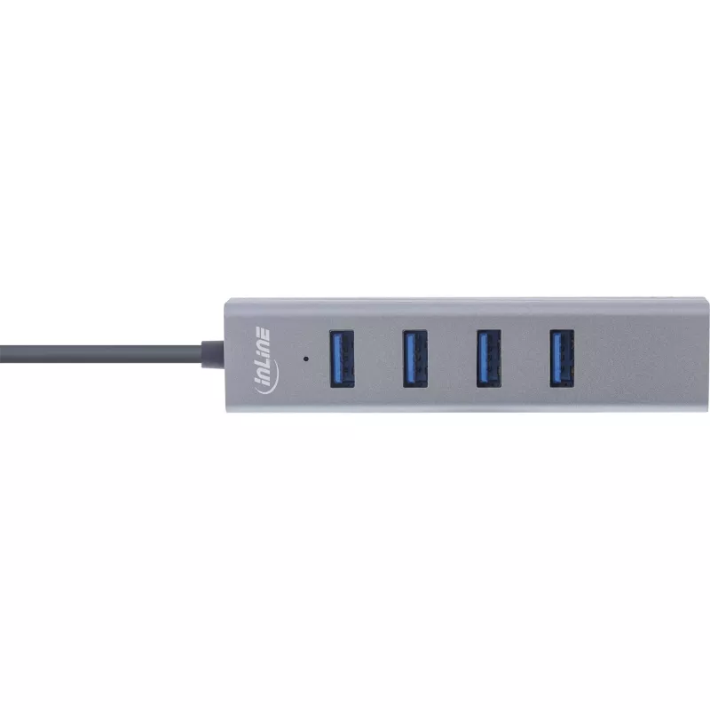 Hub múltiple InLine USB-C 3.2 (4x USB-A 5 Gb/s), OTG, carcasa de aluminio