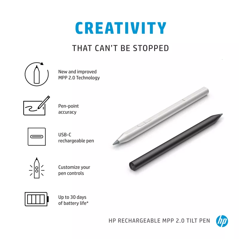 HP MPP 2.0 Tilt Pen recargable (negro), portátil, HP, negro, 1 mes(es), China, Home