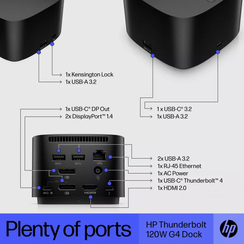 HP Thunderbolt Dock 120W G4 base de acoplamiento con cable negra Thunderbolt 4