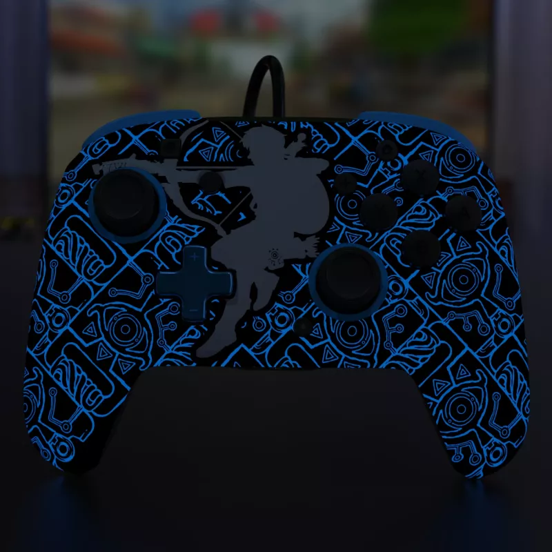 Mando PDP Nintendo Switch Sheikah Shoot REMATCH GLOW, gamepad, Nintendo Switch, Nintendo Switch Lite, Nintendo Switch OLED, D-pad, botón Home, analógico/digital, con cable, USB