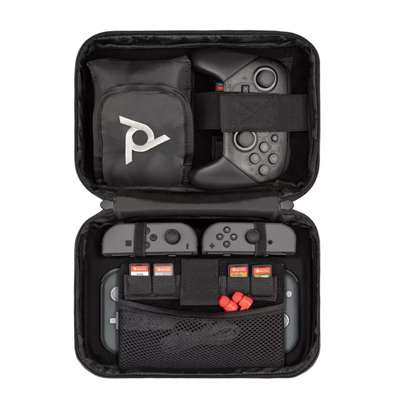 Funda PDP Commuter Case - Elite Edition, funda, Nintendo, negro, gris, Nintendo Switch, Nintendo Switch Lite, Nintendo Switch OLED, resistente a caídas, resistente a arañazos, cremallera