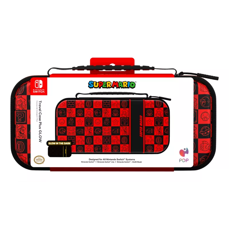 Funda de viaje PDP Travel Case Plus GLOW: Super Icon, para Nintendo Switch, Nintendo Switch Lite, Nintendo Switch - modelo OLED