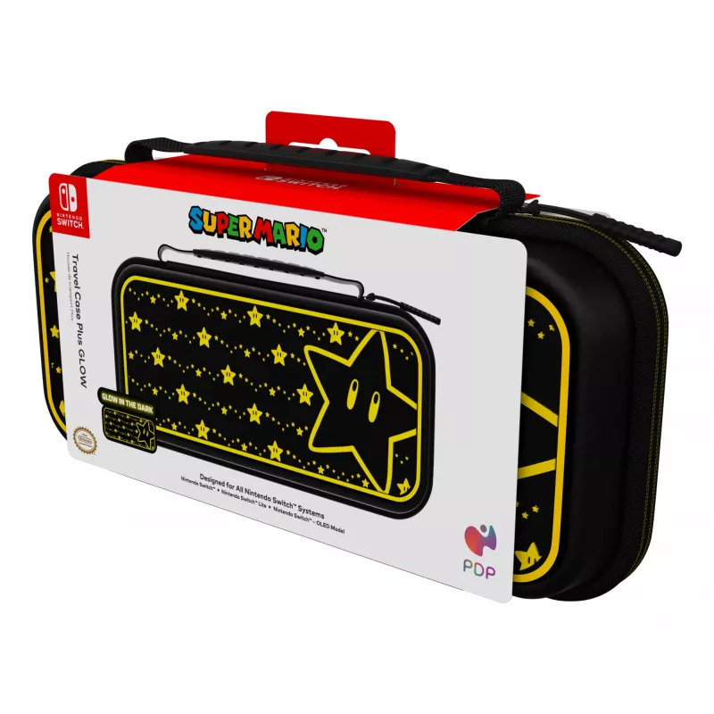Funda de viaje PDP Travel Case Plus GLOW: Super Star, para Nintendo Switch, Nintendo Switch Lite, Nintendo Switch - modelo OLED