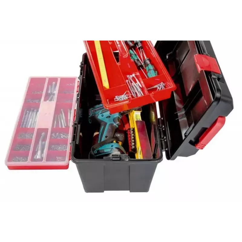 Parat 5811000391 caja para piezas pequeñas / herramientas, polipropileno, negra y roja