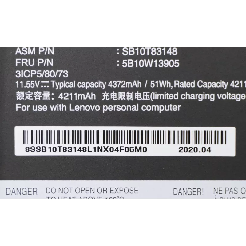 Lenovo 5B10W13905 batería para portátil LG Chem L18L3P73, Li-Ion, de 3 celdas, 4372 mAh, 51 Wh, para ThinkPad P14s Gen 1, P43s, T14 Gen 1, T490, T495