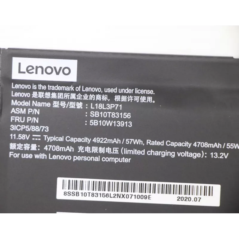 Batería Lenovo 5B10W13913 para portátiles Lenovo, alimentación fiable