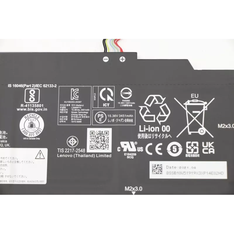 Batería interna para portátil Lenovo 5B10W51818, 54,7 Wh litio-ion