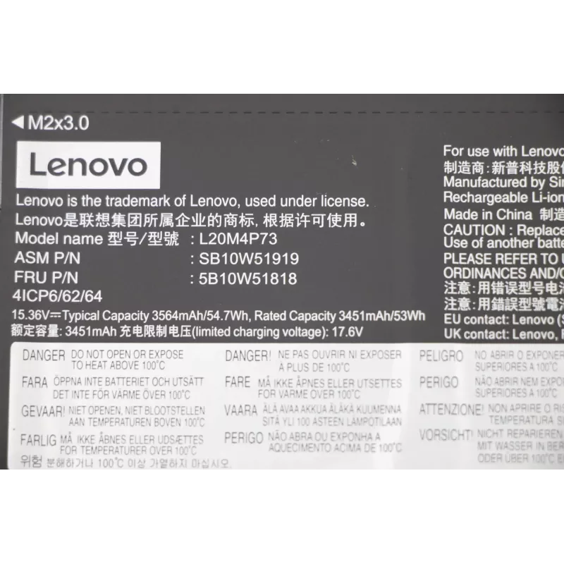 Batería interna para portátil Lenovo 5B10W51818, 54,7 Wh litio-ion