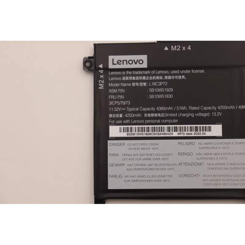 Batería interna de litio-ion para portátil Lenovo 50Wh 5B10W51830