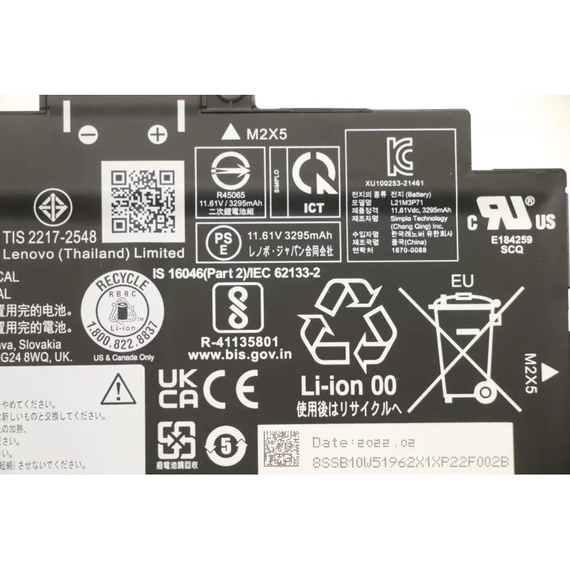 Batería interna para portátil Lenovo 5B10W51861 39,3 Wh litio-ion