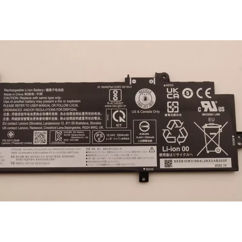 Lenovo 5B10W51863 batería interna para portátil, de 4 celdas, 52,5 Wh, Li-Ion
