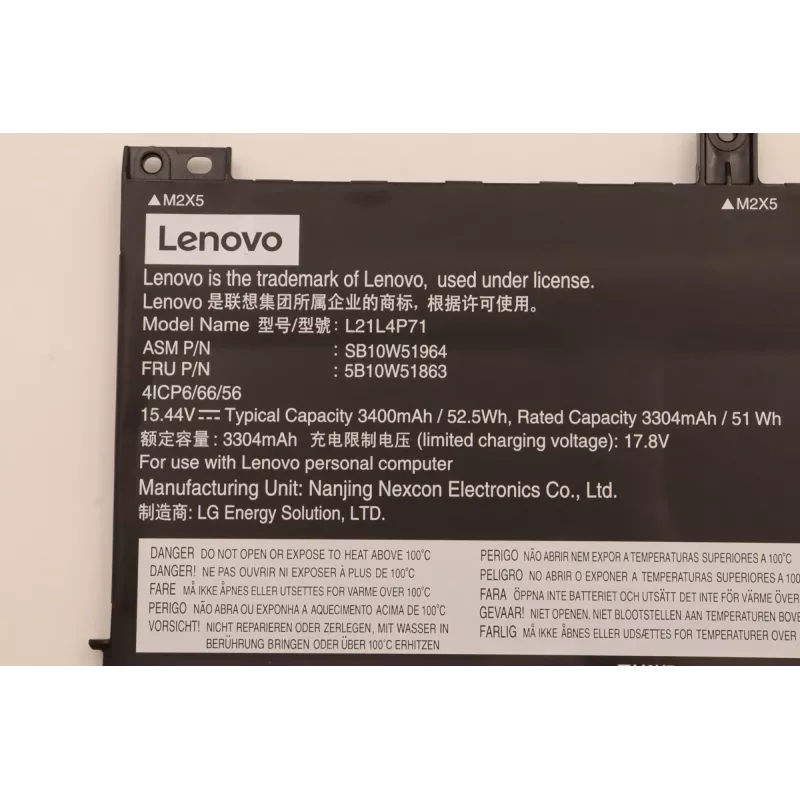 Lenovo 5B10W51863 batería interna para portátil, de 4 celdas, 52,5 Wh, Li-Ion