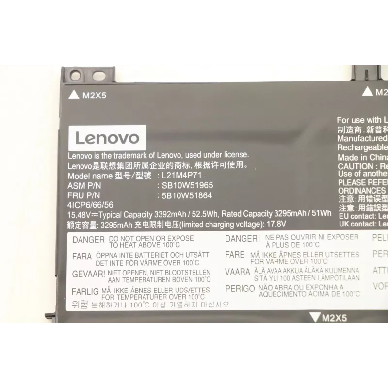 Lenovo 5B10W51864 batería interna, 4 celdas, 52,5Wh, 15,48V, Li-ion
