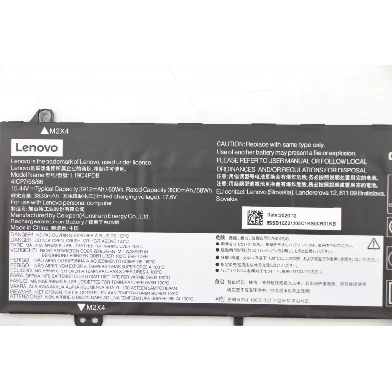Batería Lenovo FRU TP1415 CP/A L19C4PDB 15,44V 60Wh 4 celdas para portátil